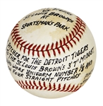Bob Cain Signed “Story Baseball” Pitched to Midget Eddie Gaedel