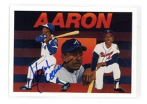 Hank Aaron Signed 1991 Upper Deck Baseball Heroes File Proof Card 27/27