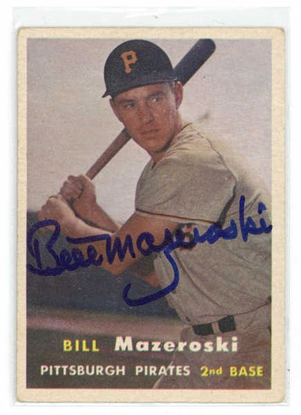 Bill Mazeroski Signed 1957 Topps ROOKIE Card #24