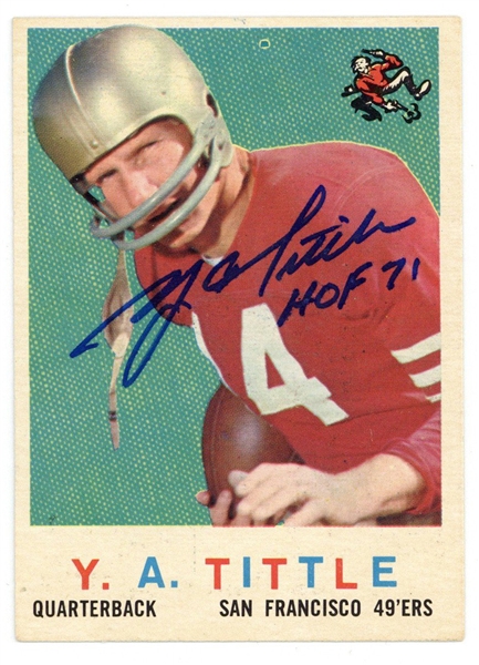 Y.A. Tittle Signed 1959 Topps Card #130