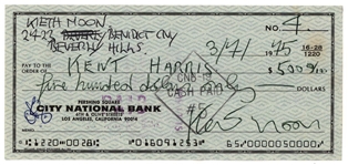 The Who Rare Keith Moon Handwritten & Signed Original 1975 Check (JSA & REAL)