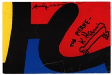 Andy Warhol & Keith Haring Signed 1987 Tony Shafrazi Gallery Handbill with Haring Sketch - Only Dual Signed Piece Weve Ever Seen (JSA)