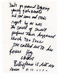 Michael Jackson "Billie Jean" Handwritten Lyrics (JSA)