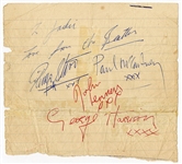 The Beatles Extremely Rare Set Of All Four Autographs Circa 1962 (JSA)