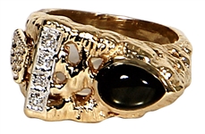 Elvis Presley Owned & Worn 14kt Yellow Gold Diamond and Black Star Sapphire “E” Ring
