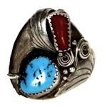 Jimi Hendrix Stage Worn & Owned Ornate Turquoise, Coral and Silver Ring