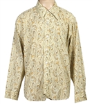 Jim Morrison Owned & Worn Multi-Color Beige Paisley Long Sleeved Button Down Shirt