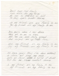 Rick James Handwritten Unreleased Song Lyrics