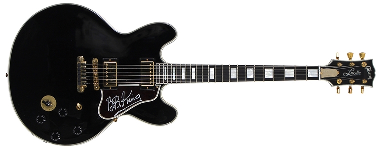 B.B. King Stage Played & Signed 2005 Gibson Lucille Guitar with Stage Used & Signed Microphone (JSA & RGU)