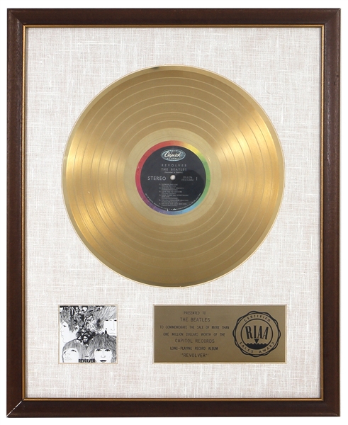 The Beatles “Revolver” RIAA White Matte Gold Album Award Presented to The Beatles