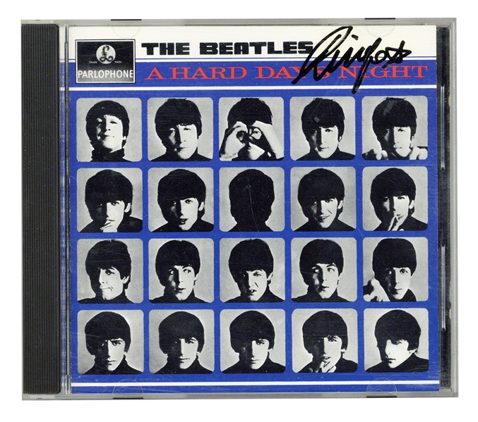 The Beatles Ringo Starr Signed “A Hard Day’s Night” CD Cover (REAL)
