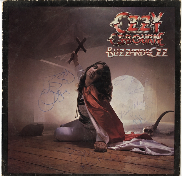 Ozzy Osbourne Band with Randy Rhoads Signed "Blizzard of Ozz" Album (Signed by 5) (REAL)