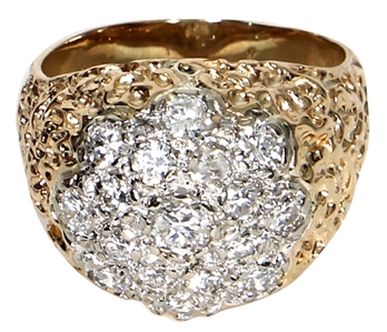 Elvis Presley Owned and Worn 14kt Gold & Diamond Nugget-Style Ring (RGU)
