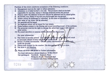Bob Dylan Signed 2001 Stirling Castle Concert Ticket (REAL)