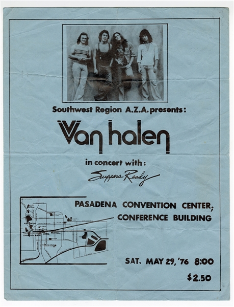 Incredibly Rare Van Halen Concert Flyer Dated May 27, 1976 Flyer with Handwritten Setlist Most Likely Done by Eddie Van Halen