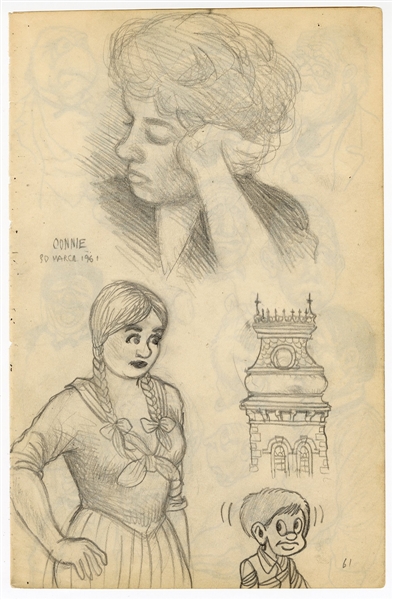 Robert Crumb Original Pencil Sketches with Hand-Annotation Circa 1961