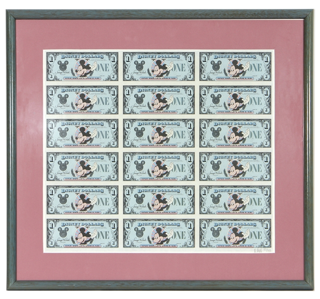 Rare 1987 Limited Edition Walt Disney Dollars Complete Uncut Sheet