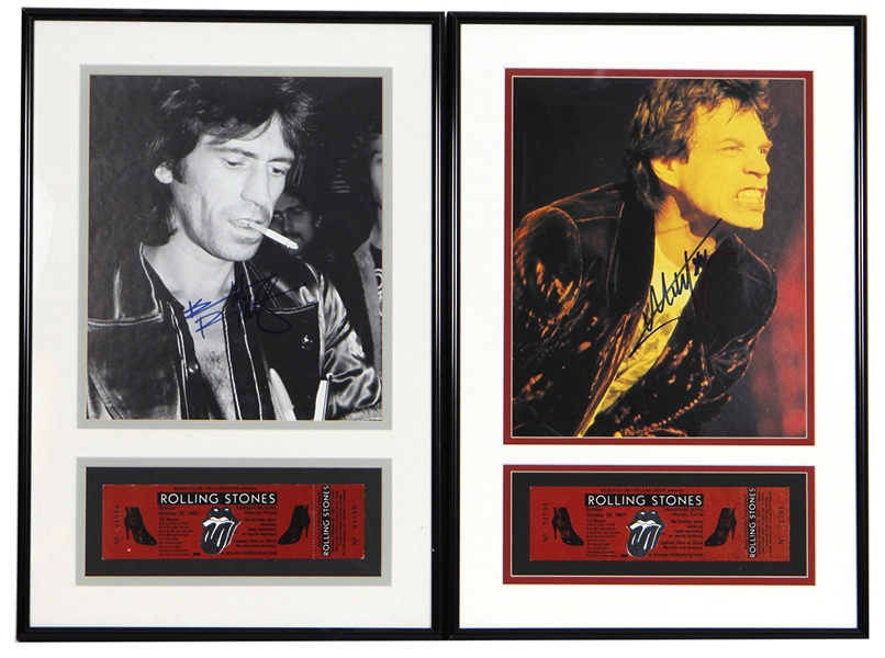 Keith Richards & Mick Jagger Framed Displays with Concert Tickets