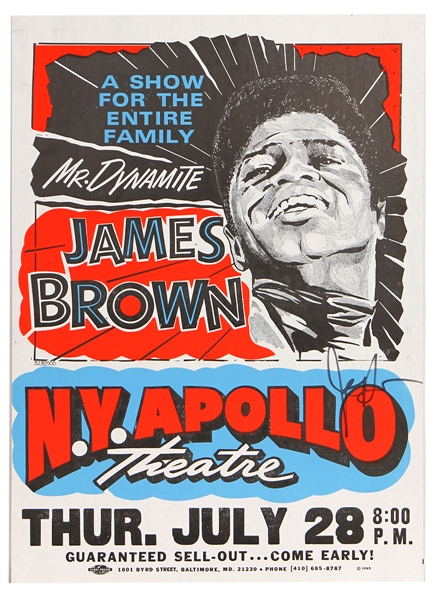 James Brown Signed Replica “NY Apollo Theatre” Concert Poster