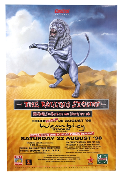 The Rolling Stones August 20th, 1998 “Bridges to Babylon” Concert Poster