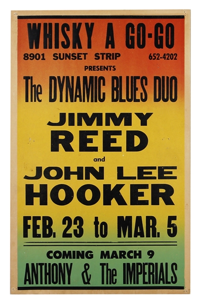 1967 Jimmy Reed John Lee Hooker Whisky A Go-Go West Hollywood Cardboard Poster