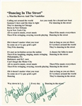 Martha Reeves Signed “Dancing in the Street” Lyric Sheet