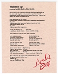 Archie Bell Signed “Tighten Up” Lyric Sheet