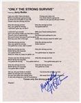 Jerry Butler Signed “Only The Strong Survive” Lyric Sheet