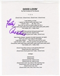 Felix Cavaliere Signed “Good Lovin” Lyric Sheet