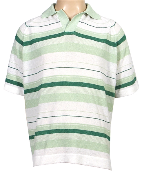 James Brown Owned & Worn Green and White Terry Cloth Leisure Shirt