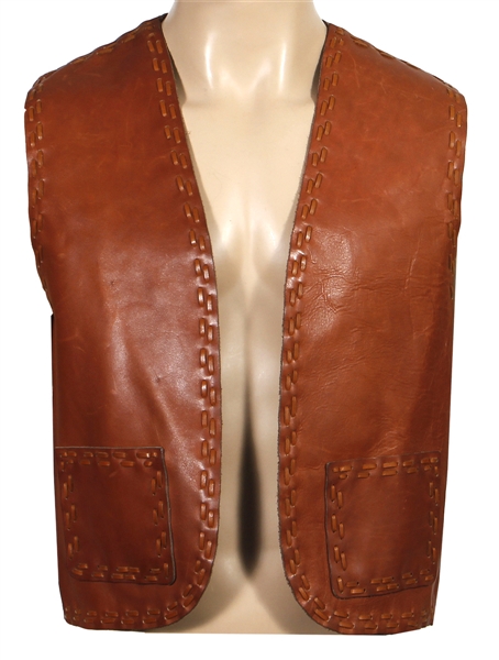 Jimi Hendrix Owned & Worn Custom Heavy Brown Leather Hand-Stitched Vest