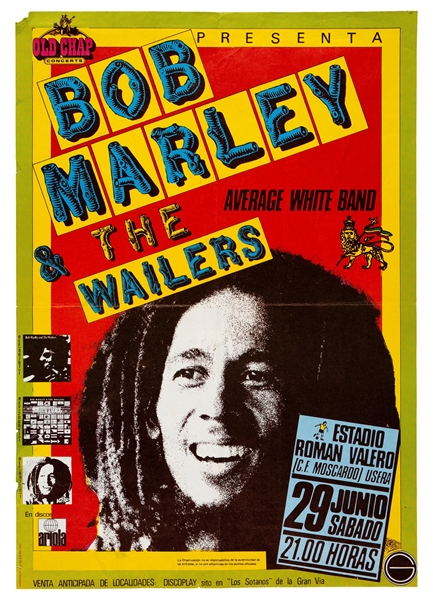 Bob Marley & The Wailers 1980 Cancelled Estadio Roman Valero Madrid Concert Poster