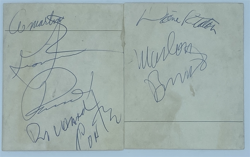 The Godfather Signed Paper Including Marlon Brando, Diane Keaton and Three Other Cast Members - With 6 Original Photographs From the Movie & Catalog - Signed During Filming