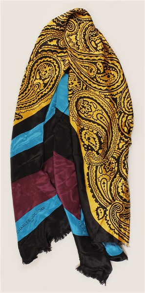 Michael Jackson Owned & Worn Charles Jourdan Large Yellow and Black Paisley Print Scarf/Shawl (Cascio)