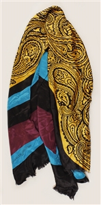 Michael Jackson Owned & Worn Charles Jourdan Large Yellow and Black Paisley Print Scarf/Shawl (Cascio)