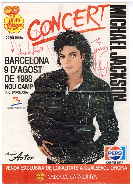 Michael Jackson Twice-Signed, and Inscribed 1988 Bad Tour Barcelona Concert Poster (JSA)