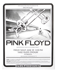 Pink Floyd Original 1975 Three Rivers Stadium Concert Poster