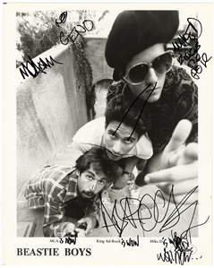 The Beastie Boys Signed Original Publicity Photograph with Incredible Drawings and Inscriptions (JSA)