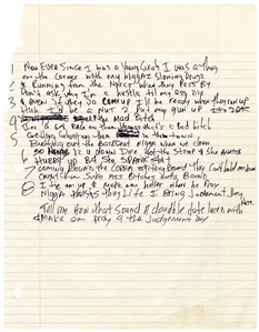 Tupac Shakur Handwritten & Signed Working “Judgement Day” Lyrics 