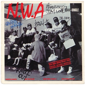 N.W.A Signed “Gangsta Gangsta” 12-Inch Maxi Single Record with Eazy-E Crossing Out Dr. Dre’s Face (JSA)