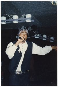 Tupac Shakur Circa 1993 Original Unreleased Snapshot Photograph of Tupac Performing in Miami