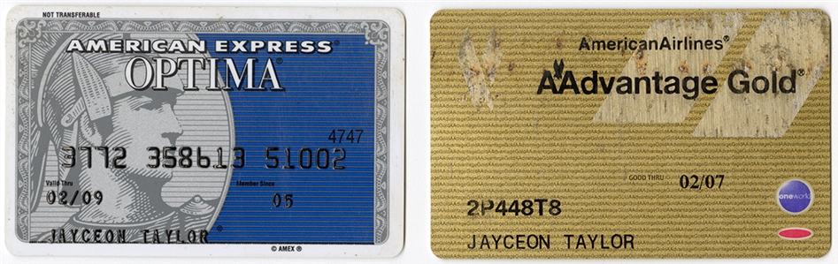 The Game Jayceon Terrell Taylor Original American Express & American Airlines Credit Cards - One Signed on the Back