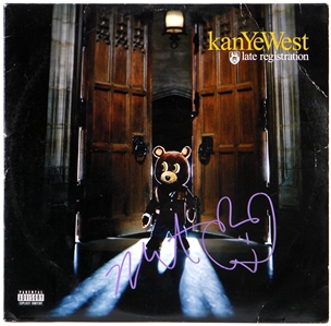 Kanye West Vintage Signed “Late Registration” Album With A Drawing - Signed On 10/12/2007 - Along With A Signed Backstage Pass (JSA)