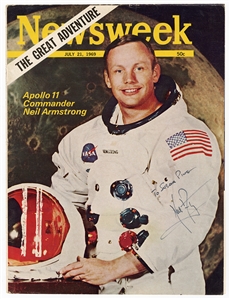 Neil Armstrong Signed & Inscribed Apollo 11 Newsweek Magazine Cover (JSA)