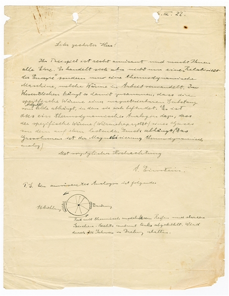 Albert Einstein Handwritten & Signed 1922 Letter Referring to His Theory of Relativity with Incredible Drawing (JSA)