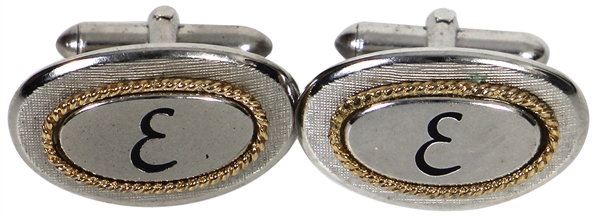 Elvis Presley Owned & Worn Initial "E" Silver and Gold Tone Cufflinks