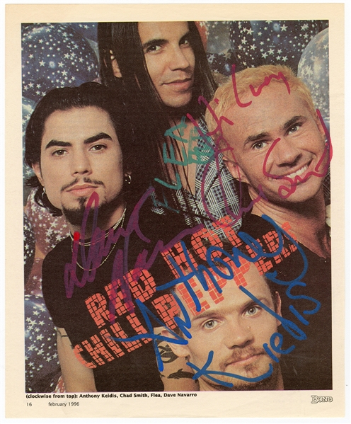 Red Hot Chili Peppers Signed 9.5 x 11.5 1996 Magazine Photograph (REAL)