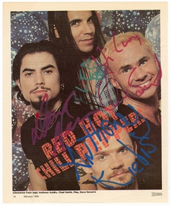 Red Hot Chili Peppers Signed 9.5 x 11.5 1996 Magazine Photograph (REAL)