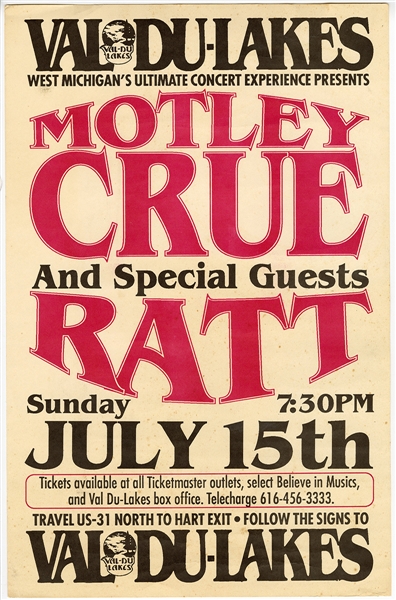 Early Original Motley Crue Concert Poster