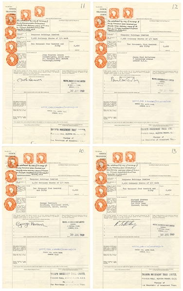 The Beatles Signed Individual Stock Certificate Contracts for 1969 Sale of NEMS Publishing with Queenie Epstein! (Caiazzo)